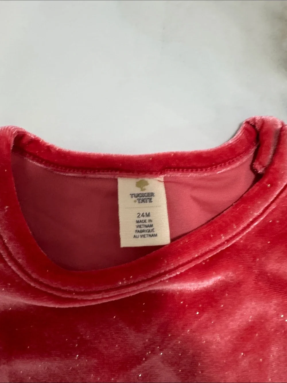 New Tucker + Tate Pink Glitter Velour 24 months Long Sleeve Jumpsuit onesie girl